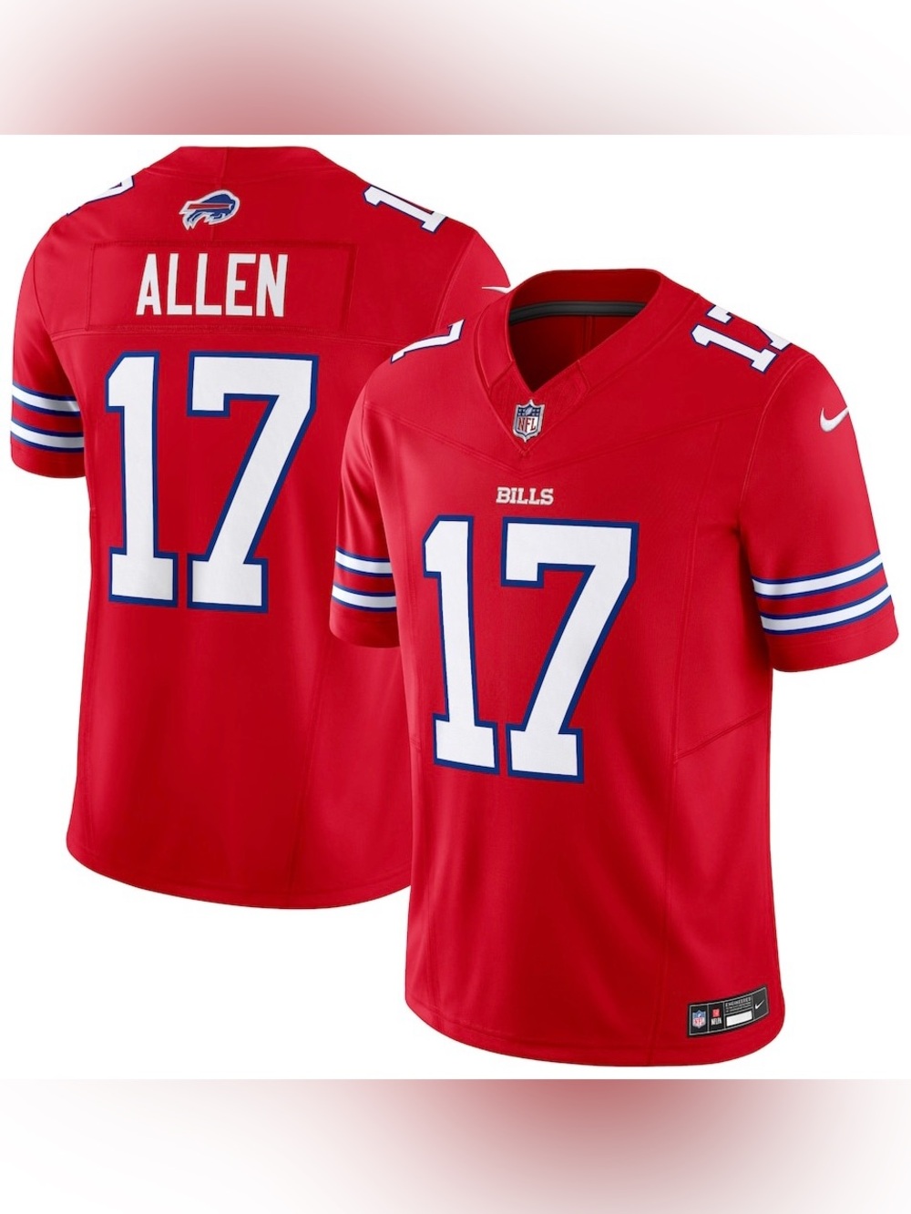 $175 Mens Nike Josh Allen Red Buffalo Bills Vapor F.U.S.E. Limited Jersey Sz.3XL